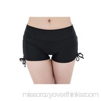 Yacun Women's Beach Brief Bikini Bottom Tie Boy Boxer Shorts Pants Black B07DFMTCX6
